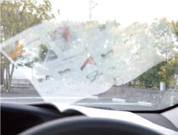 フロントガラスの映り込みで、景色が捉えにくくなっている。