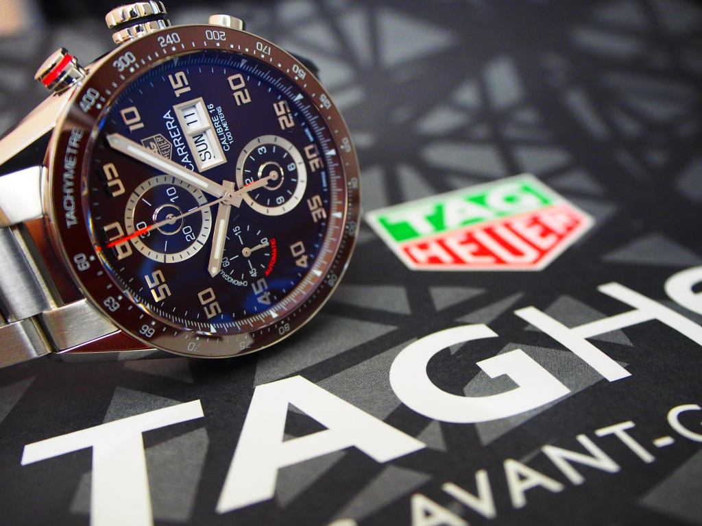 周りと差をつけるブラウン登場！！TAG Heuer「カレラ キャリバー16 デイデイト ブラウン」-TAG Heuer フェア・イベント情報 スタッフのつぶやき -P8118658