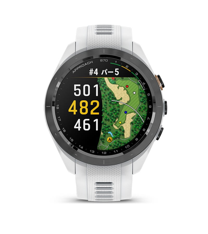 【 GARMIN 】最新のスマートウォッチとは…？プロアスリートも選ぶ！ゴルフGPSウォッチのプレミアムモデル。-鹿児島店からのお知らせ -ApproachS70S_White_front_Biome_Boreal