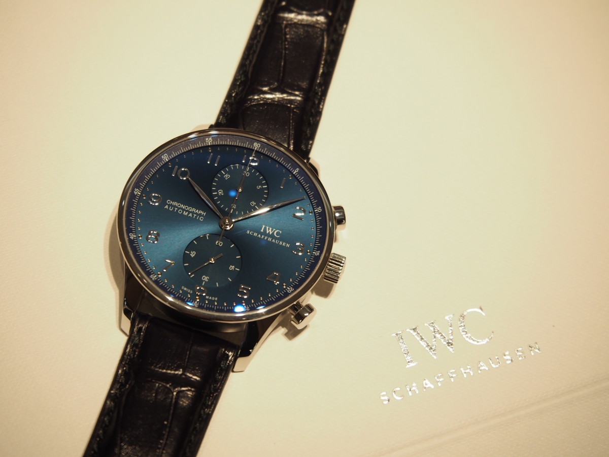 オオミヤ京都店にIWC ポルトギーゼ・クロノグラフ(ブルー文字盤)再入荷！IW371491