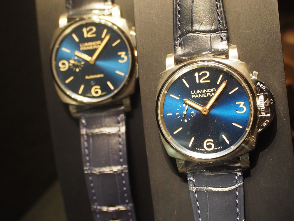 【PANERAI COLLECTION】パネライルミノールドゥエ人気のブルー文字盤サイズ違いであります！PAM00728・PAM00729