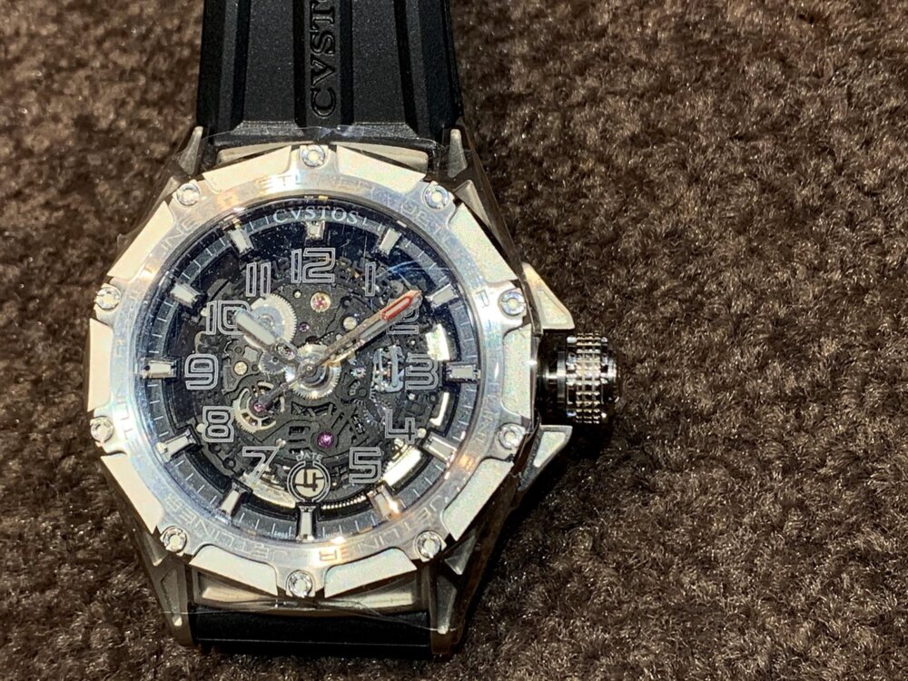 CVSTOS 美品 クストス 純正ベルト 黒 ラバー Dバックル付 腕時計