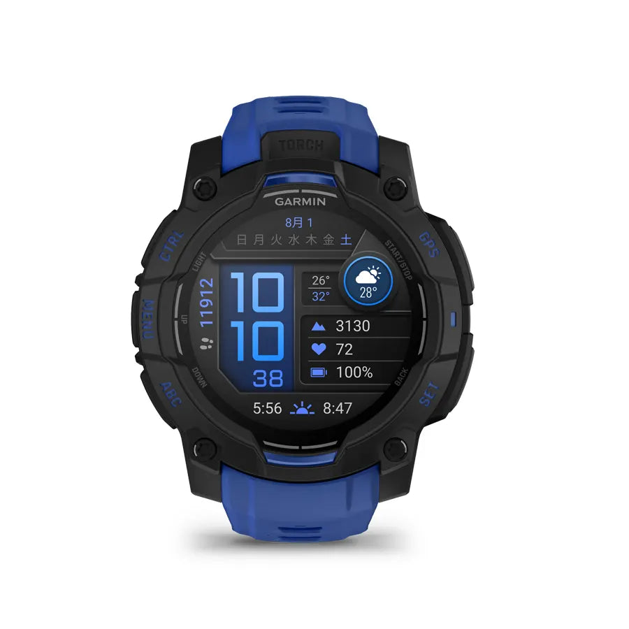 Instinct 3 AMOLED 45mm Black / Bolt Blue - 010-02936-33｜ガーミン
