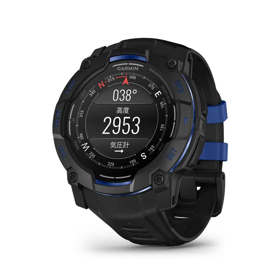 Instinct 3 AMOLED 50mm Black / Bolt Blue Accents - 010-03020-33