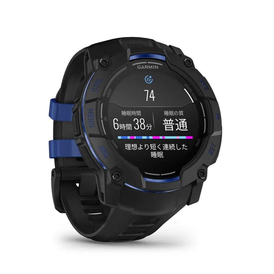 Instinct 3 AMOLED 50mm Black / Bolt Blue Accents - 010-03020-33