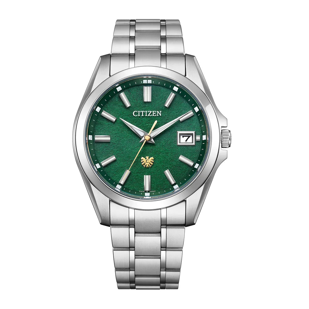 エコ・ドライブ50周年限定モデル 年差±5秒 草木染緑和紙文字板