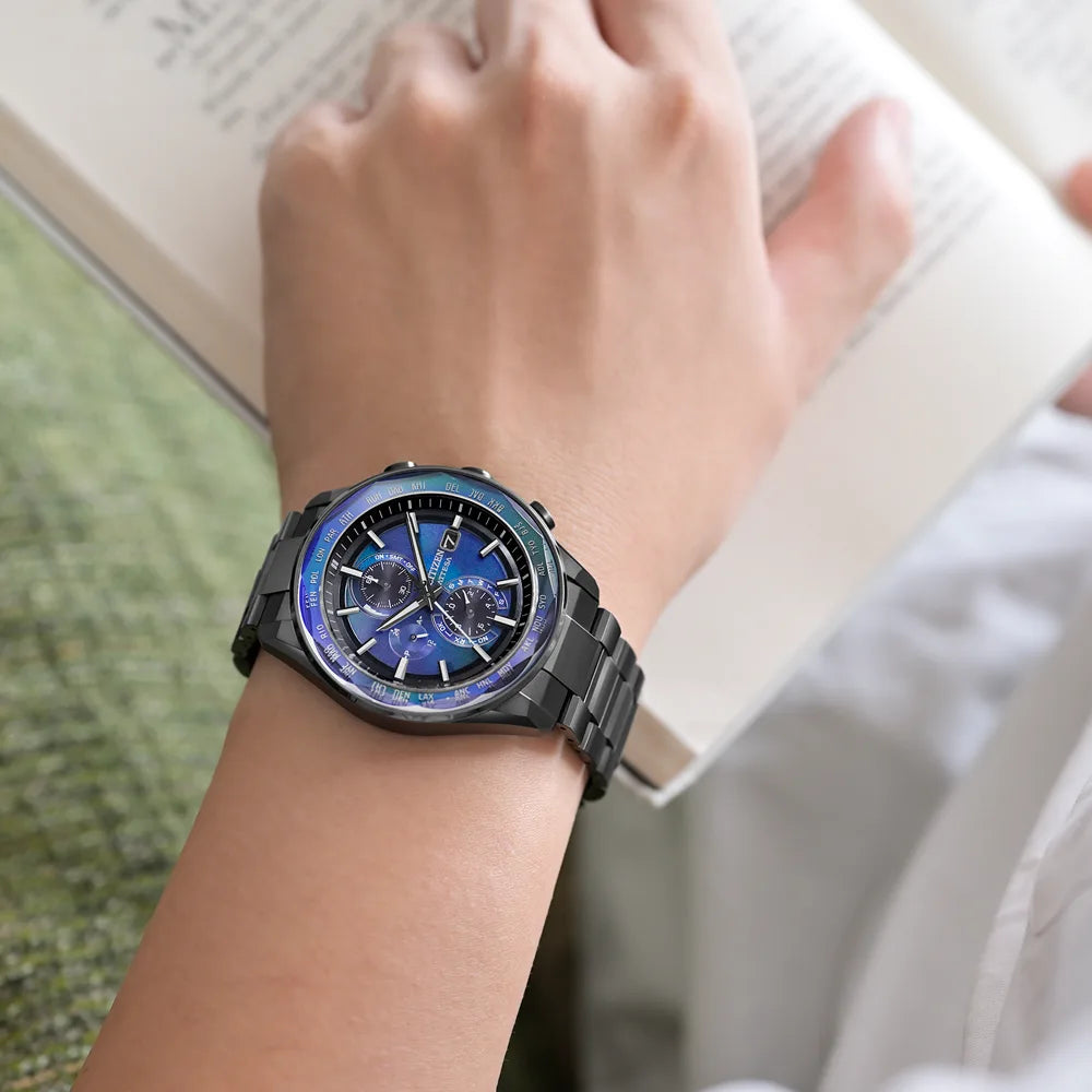 CITIZEN アテッサネイビー ダイヤル 電波時計エコドライブ ATTESA（CITIZEN） 腕時計 ATTESA アテッサ エコ・ドライブ電波