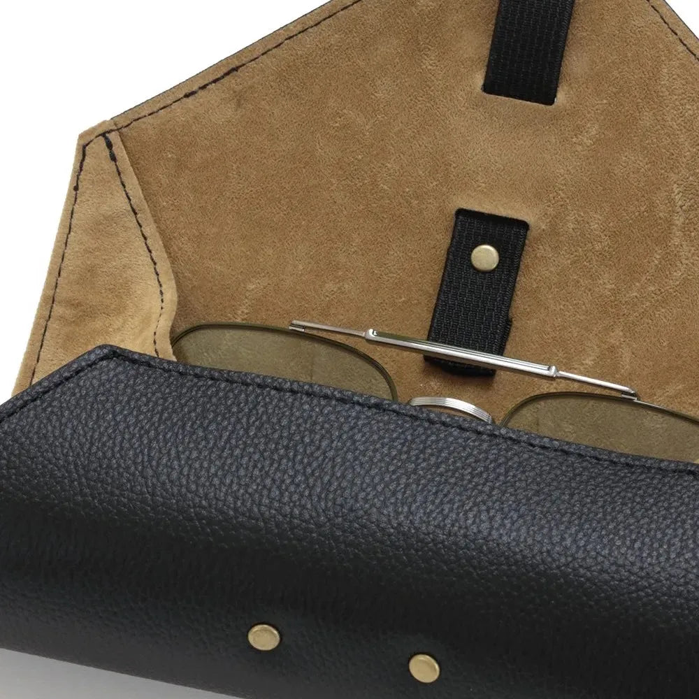 SHRINK LEATHER ROLL EYEWEAR CASE/Black&Beige(SG1172A)