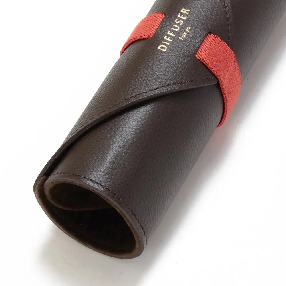 SHRINK LEATHER ROLL EYEWEAR CASE/Dark Brown&Brown(SG1172B)