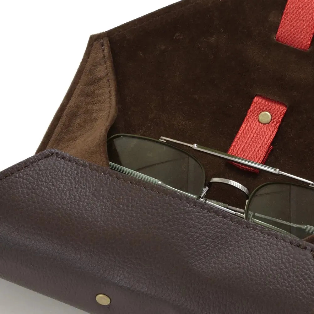 SHRINK LEATHER ROLL EYEWEAR CASE/Dark Brown&Brown(SG1172B)