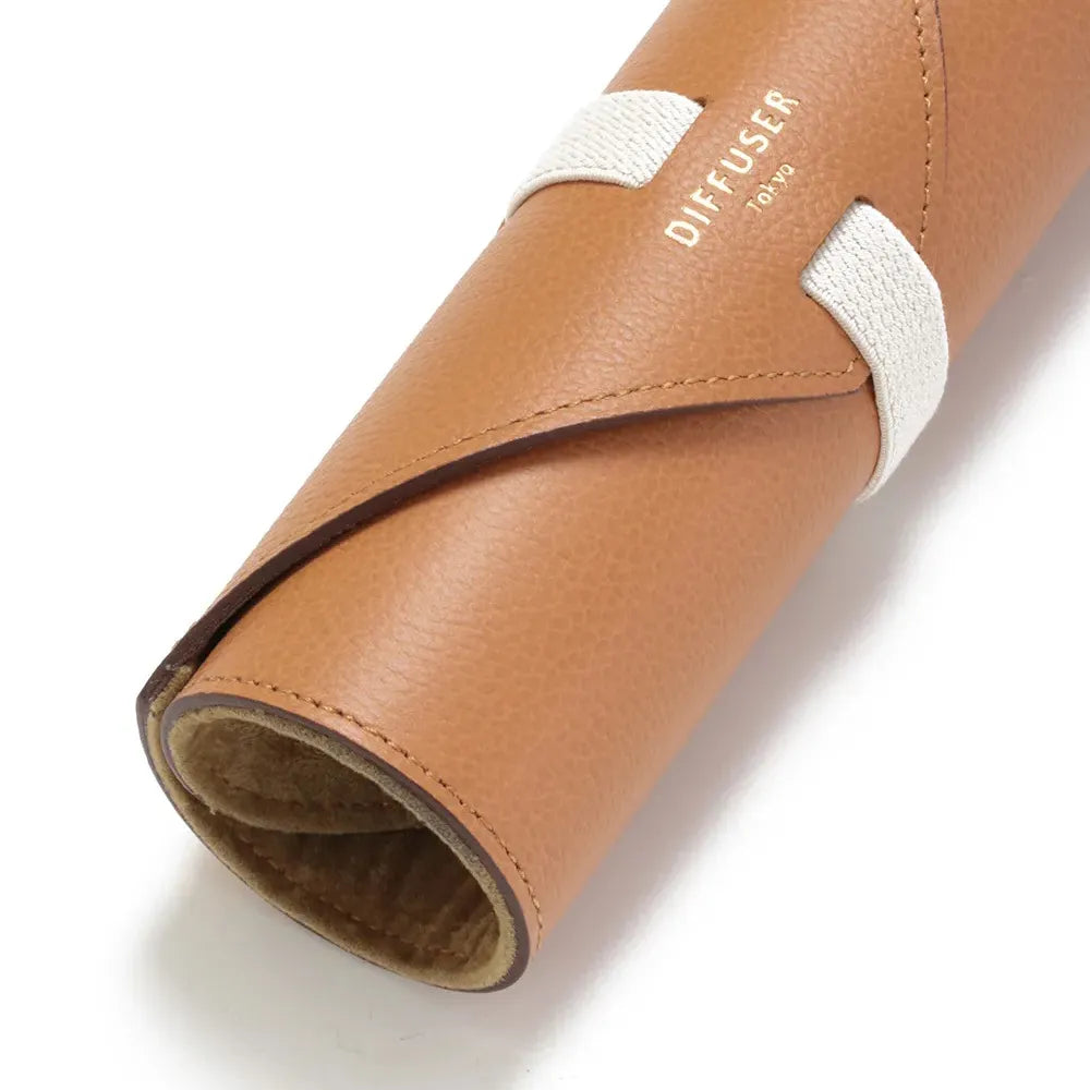 SHRINK LEATHER ROLL EYEWEAR CASE/Camel&Beige(SG1172C)