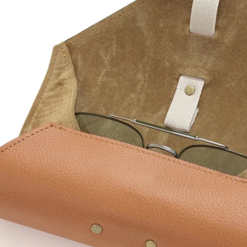 SHRINK LEATHER ROLL EYEWEAR CASE/Camel&Beige(SG1172C)