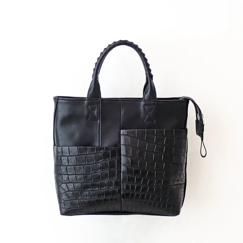 parallel tote S / cow leather × crocodile leather