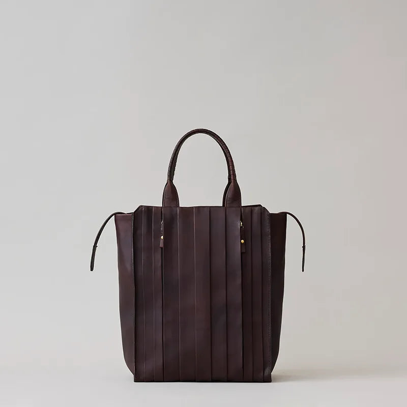 wave tote HIGH / tea husk leather（cow leather）