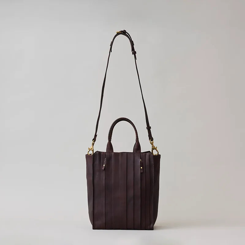 wave tote HIGH / tea husk leather（cow leather）