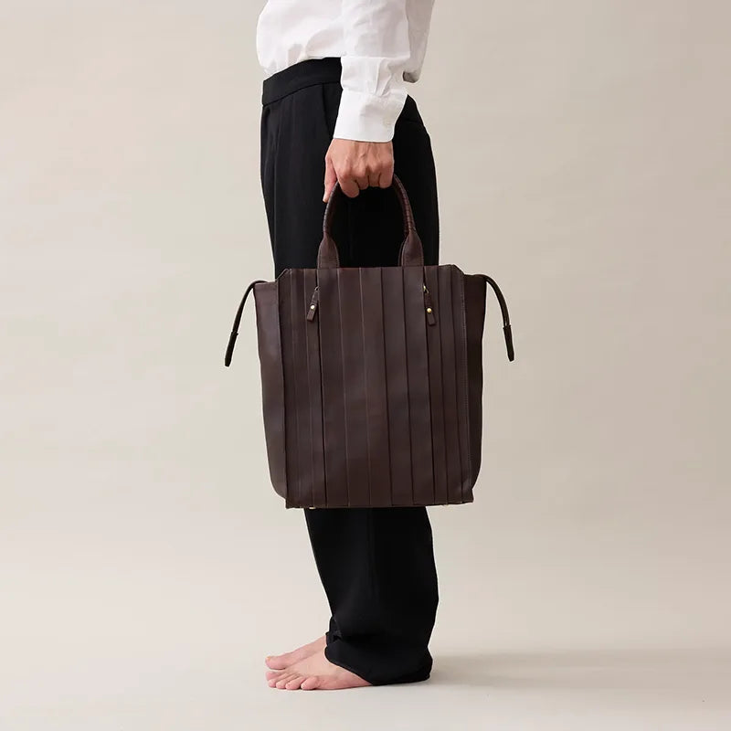 wave tote HIGH / tea husk leather（cow leather）