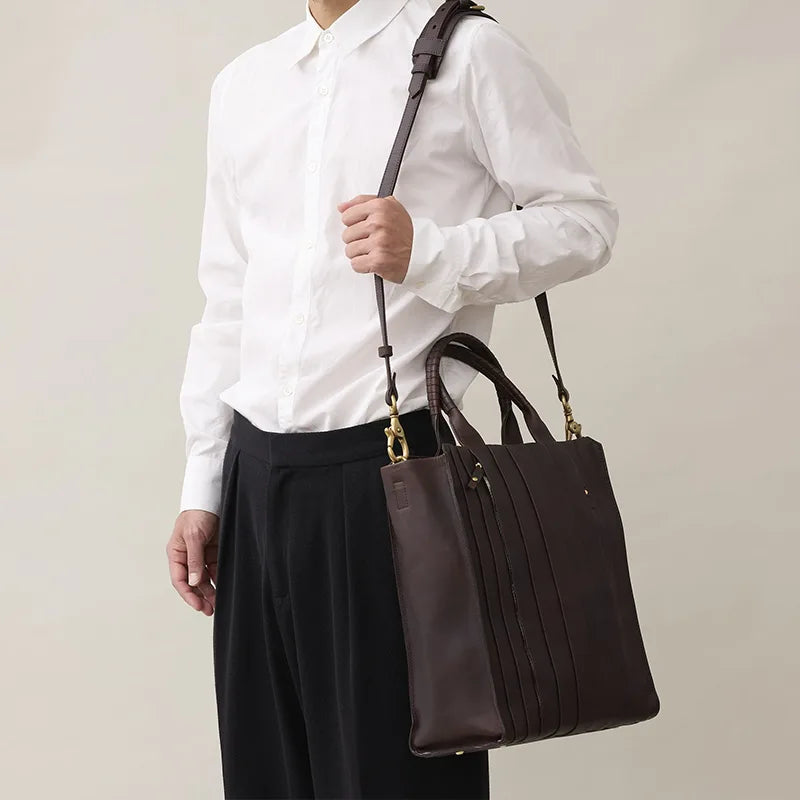 wave tote HIGH / tea husk leather（cow leather）