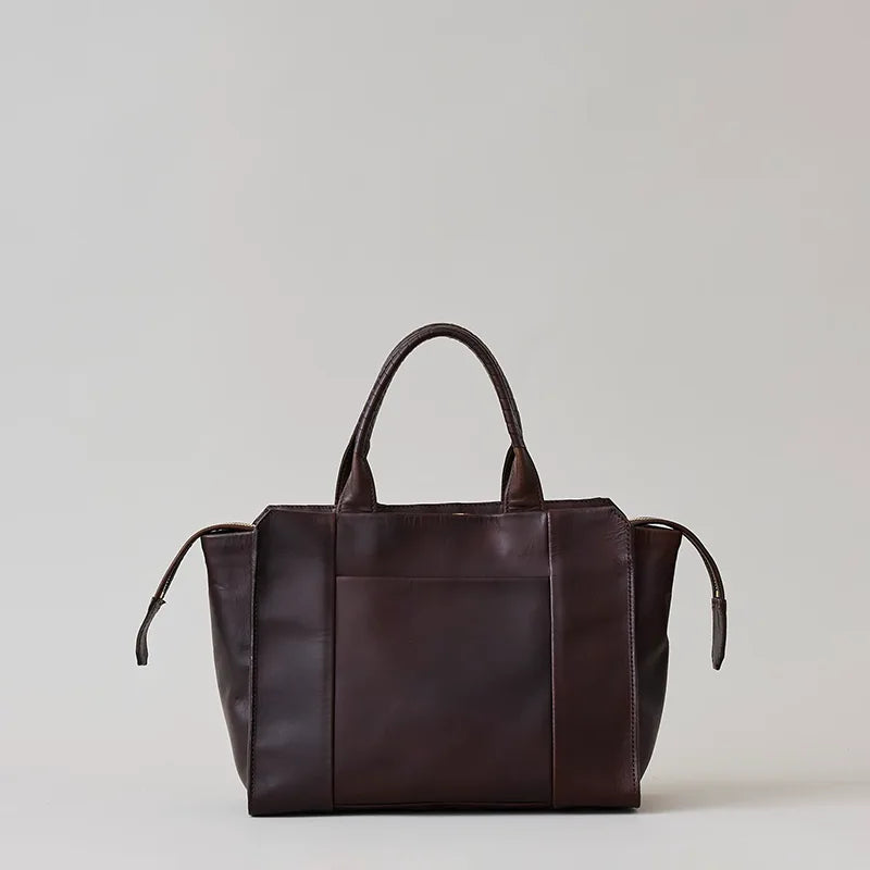wave tote SMALL / tea husk leather（cow leather）