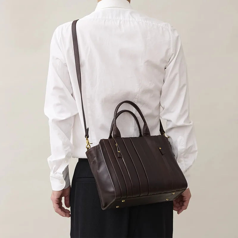 wave tote SMALL / tea husk leather（cow leather）