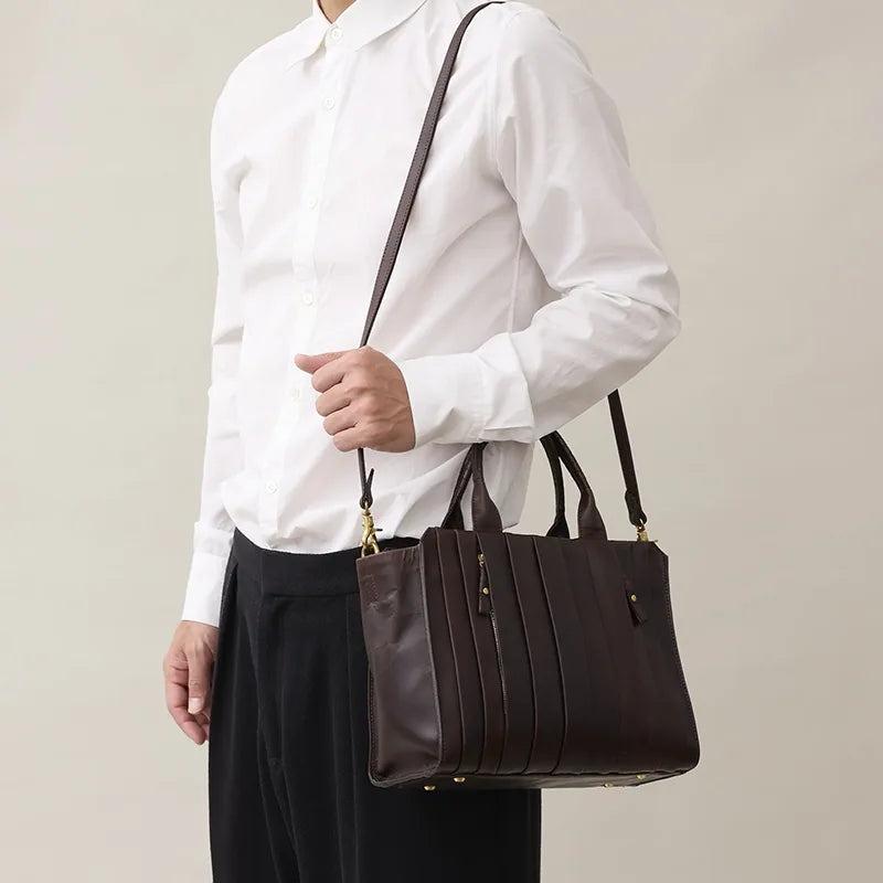 wave tote SMALL / tea husk leather（cow leather）