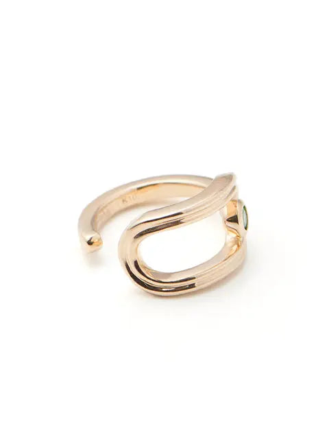 ヒロタカ｜Beluga Oblong Green Garnet Ear Cuff - BL16KCF