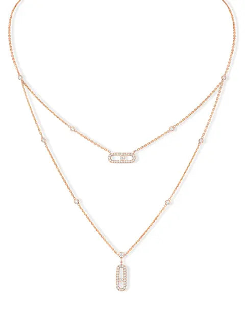 メシカ(MESSIKA)｜ムーヴ ウノ 2ライン パヴェ ネックレス - 07174-PG