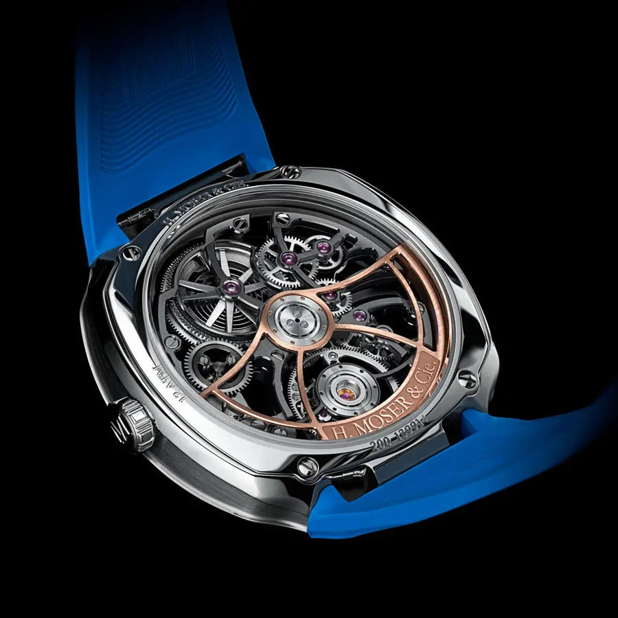 H.モーザー｜ストリームライナー・シリンドリカル トゥールビヨン スケルトン アルピーヌ限定エディション - 6811-1200