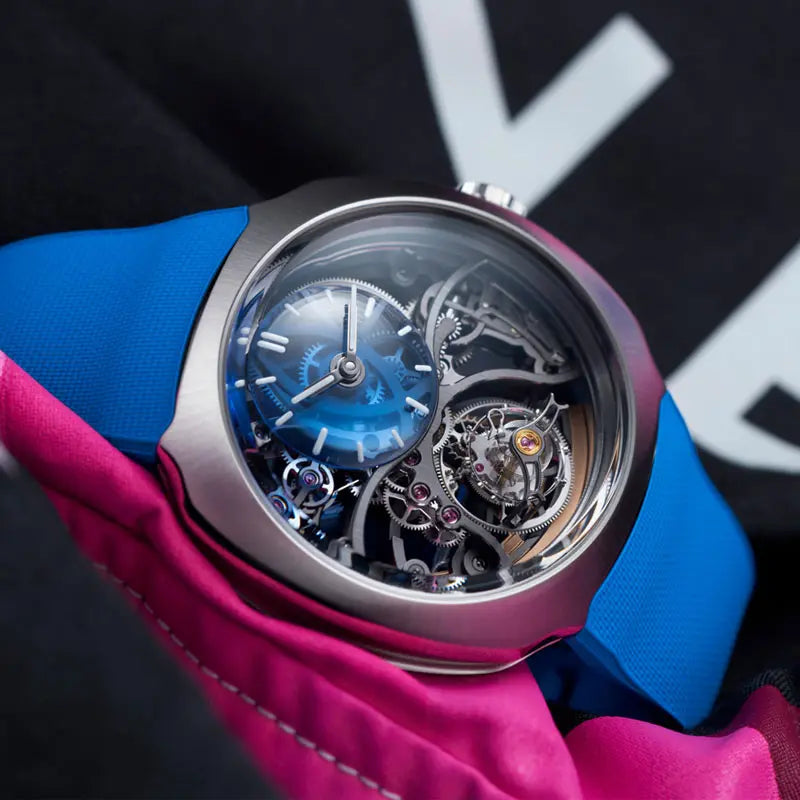 H.モーザー｜ストリームライナー・シリンドリカル トゥールビヨン スケルトン アルピーヌ限定エディション - 6811-1200