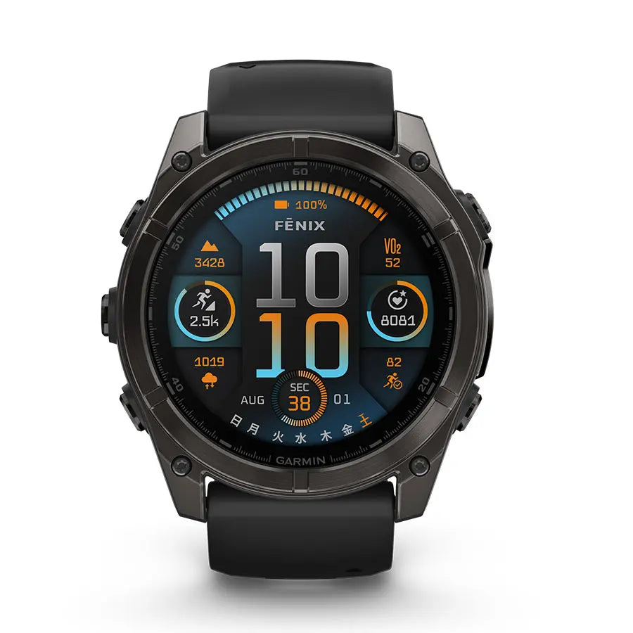fēnix 8 Sapphire AMOLED 51mm Ti Carbon Gray DLC / Black｜ガーミン