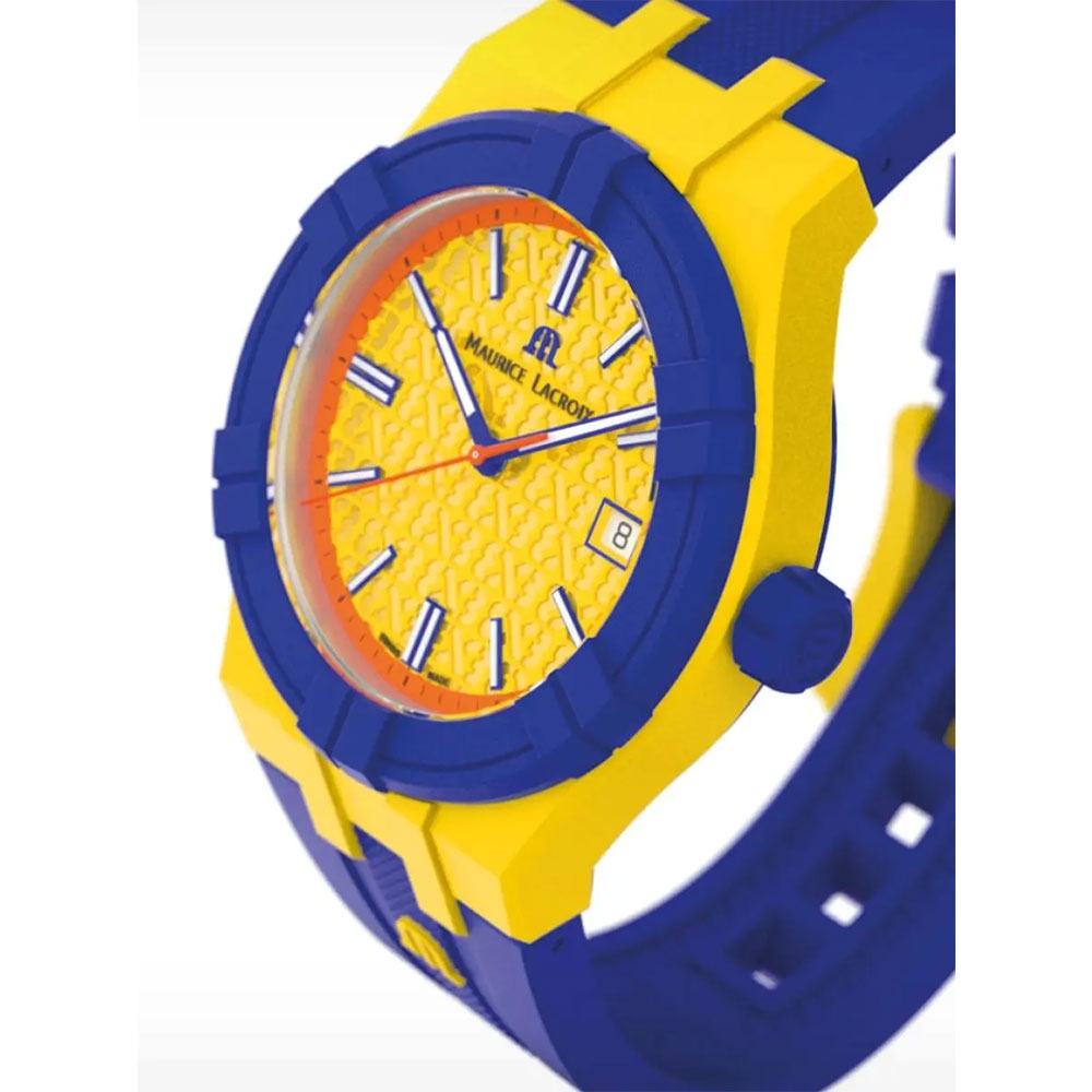 【新品】モーリスラクロア MAURICE LACROIX 腕時計 メンズ AI2008-68YZ8-800-0 クオーツ イエローxブルー アナログ表示